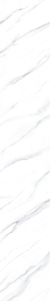 "White Carrara marble digital texture with delicate grey and subtle gold linear veins, extra-large 1x6m format."