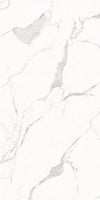 "White Calacatta marble digital texture with flowing grey and subtle gold veins."
